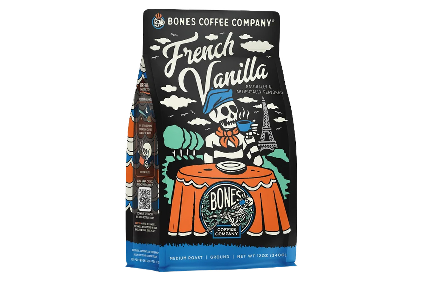 Bones Coffee French Vanilla Flavored Ground Coffee - 12 oz