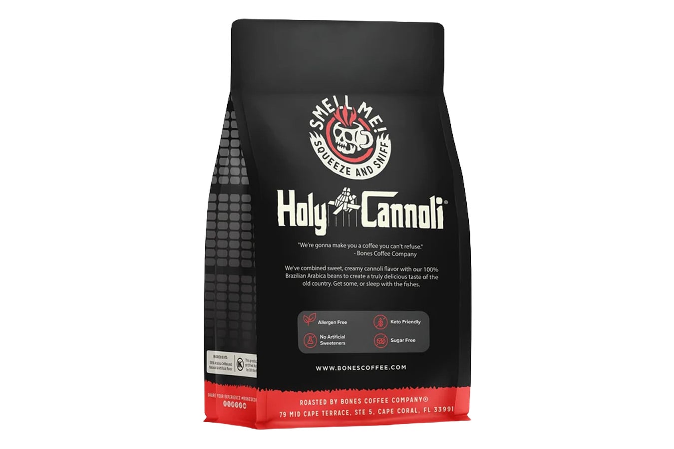 BONES COFFEE Holy Cannoli Flavored Ground Coffee - 12 oz