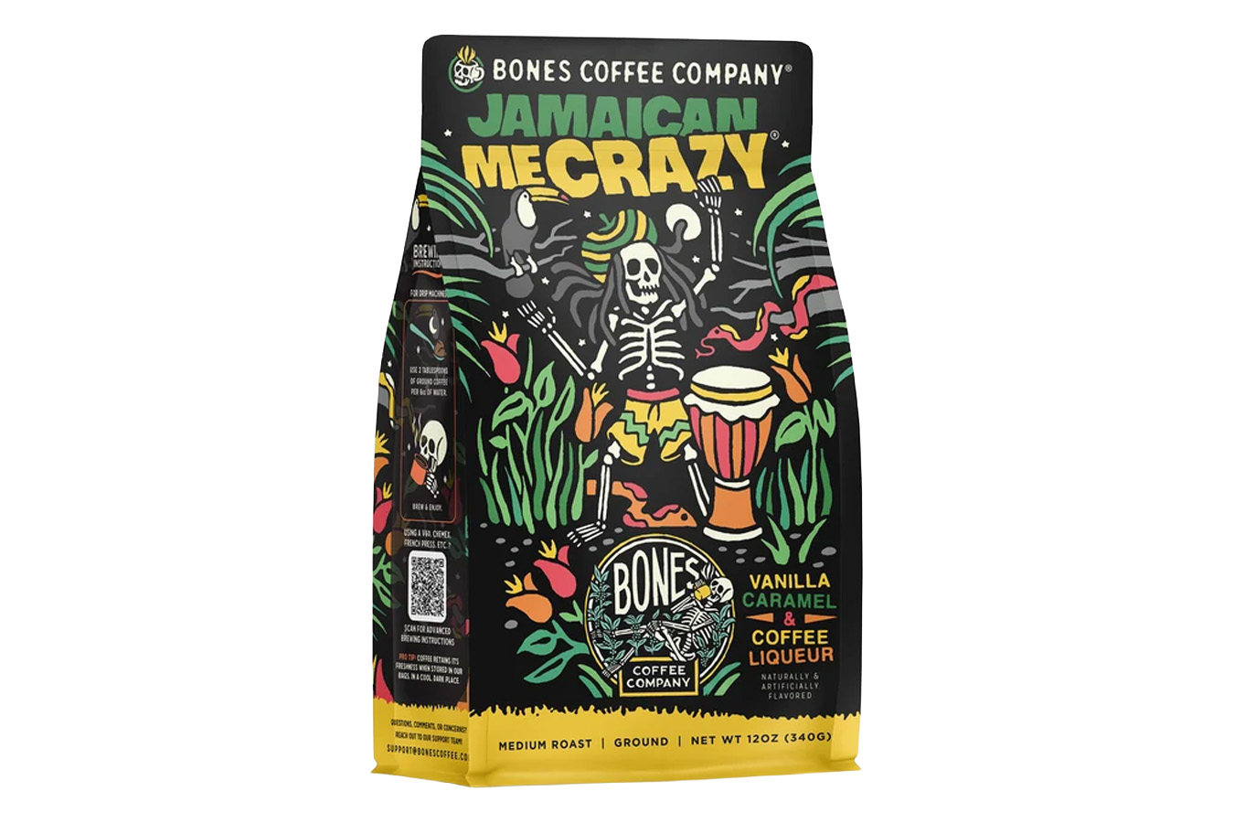 BONES COFFEE Jamaican Me Crazy Ground Coffee - 12 oz