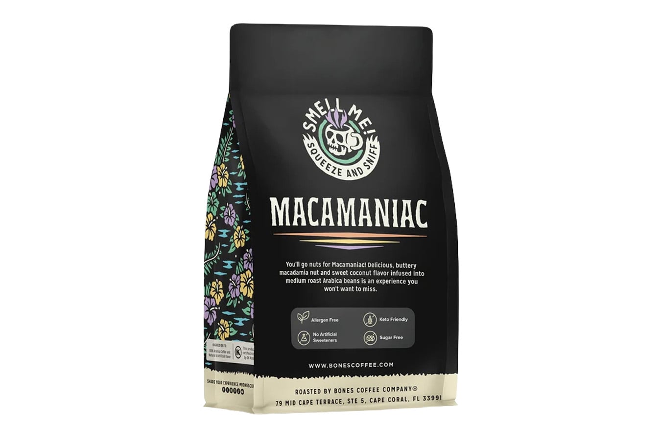 BONES COFFEE Macadamia Nut and Coconut Flavored Ground Coffee - 12 oz