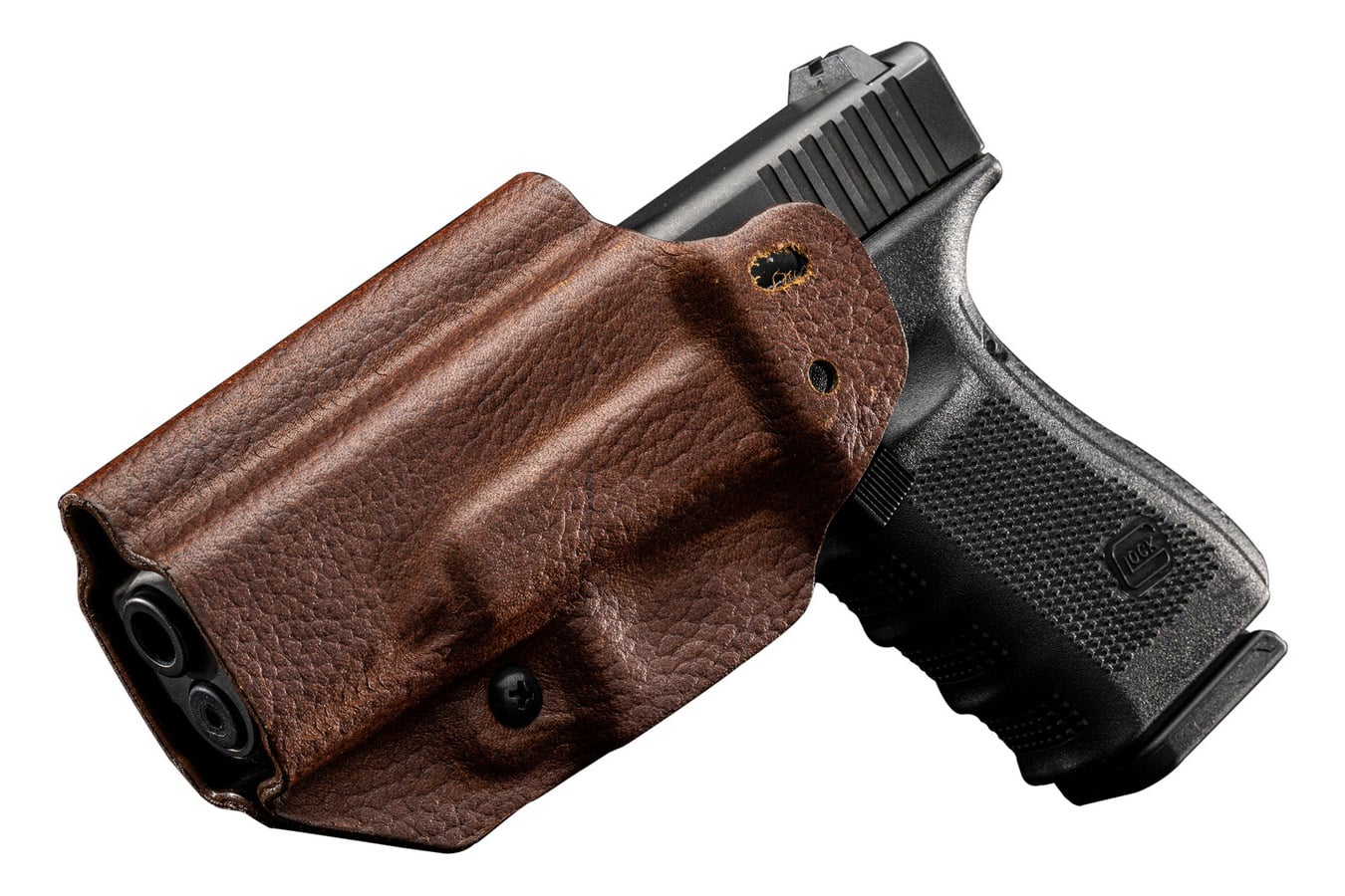 Mission First Tactical Brown Leather Hybrid AIWB Holster for Glock 19/23/44/45 Pistols