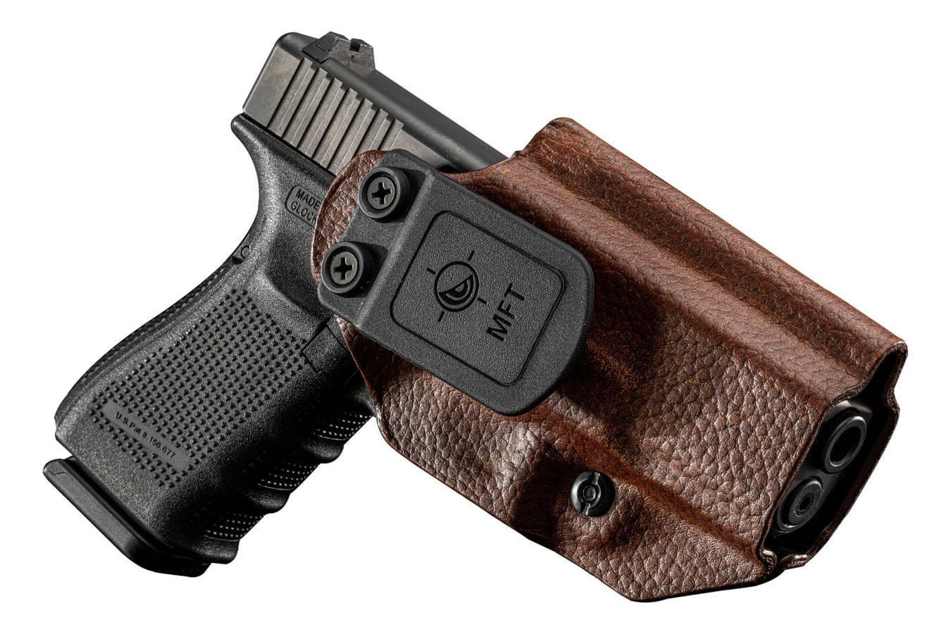 Mission First Tactical Brown Leather Hybrid AIWB Holster for Glock 19/23/44/45 Pistols