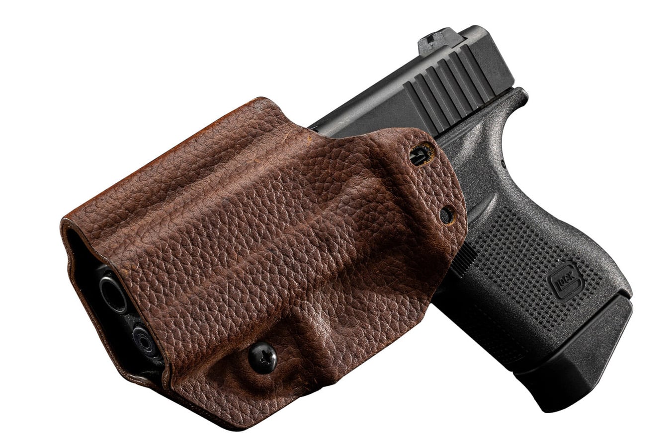 Mission First Tactical Brown Leather Hybrid AIWB Holster for Glock 43/43x Pistols