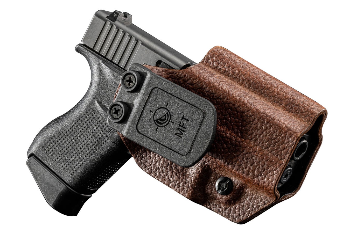 Mission First Tactical Brown Leather Hybrid AIWB Holster for Glock 43/43x Pistols