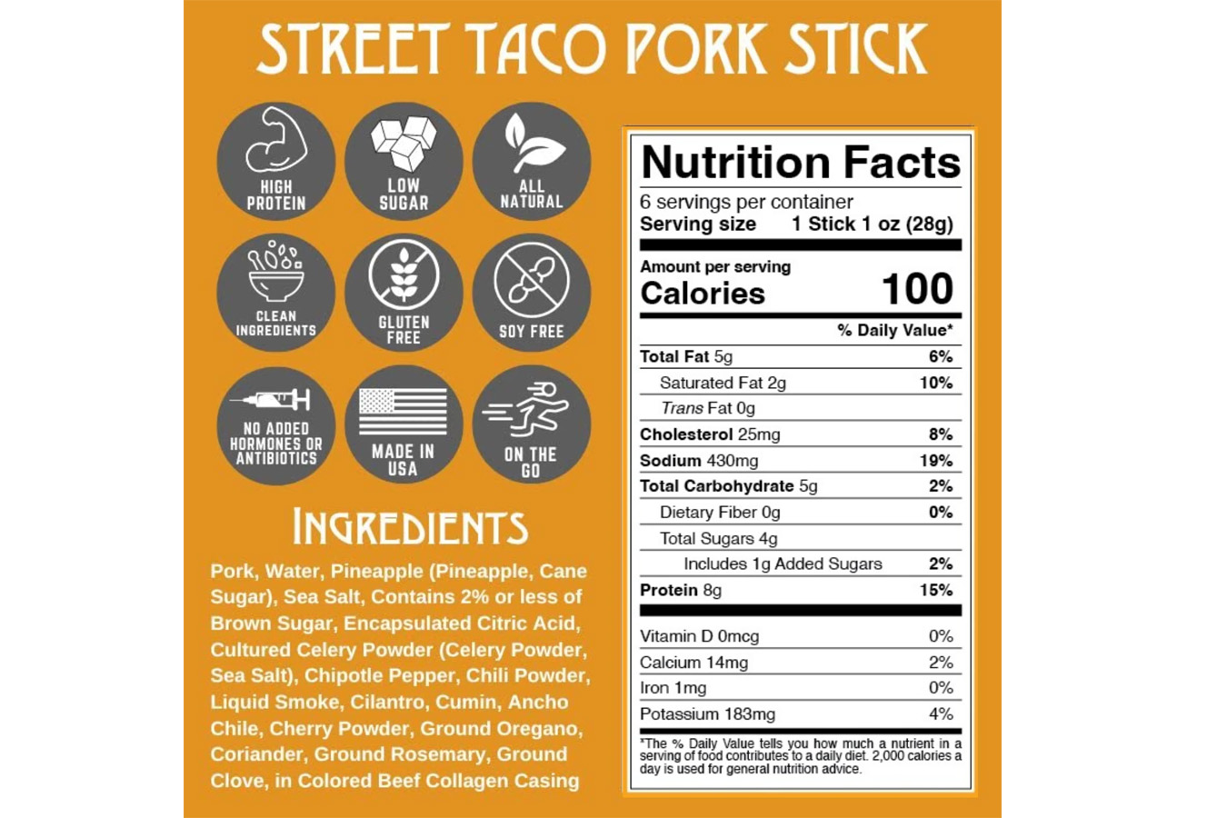 RIGHTEOUS FELON 6 Pack Street Taco Pork Sticks