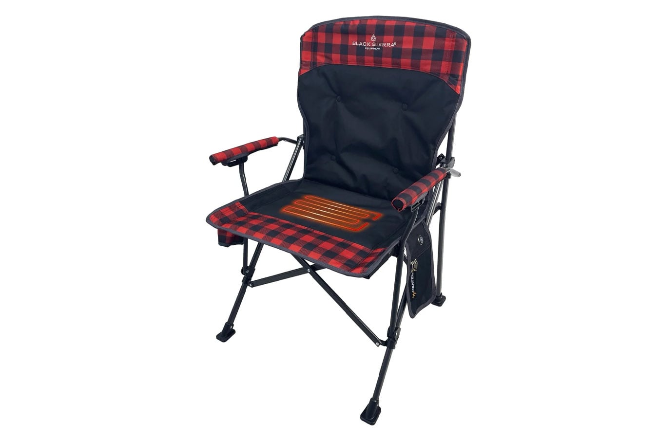 Black Sierra Equipment Heated Alpha Hardarm Chair, Red Buffalo Check