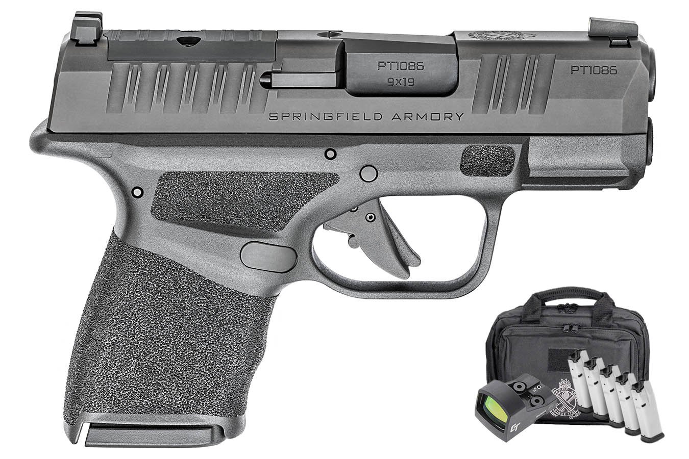 SPRINGFIELD Hellcat 9mm Micro Compact Optic Ready Pistol with 5 Total Mags, Red-Dot and Range Bag