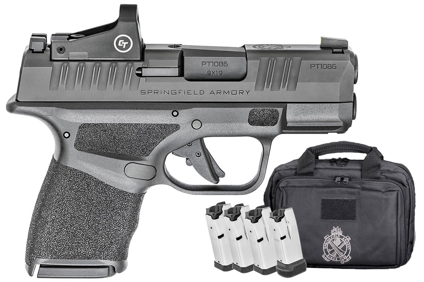 SPRINGFIELD Hellcat 9mm Micro Compact Optic Ready Pistol with 5 Total Mags, Red-Dot and Range Bag