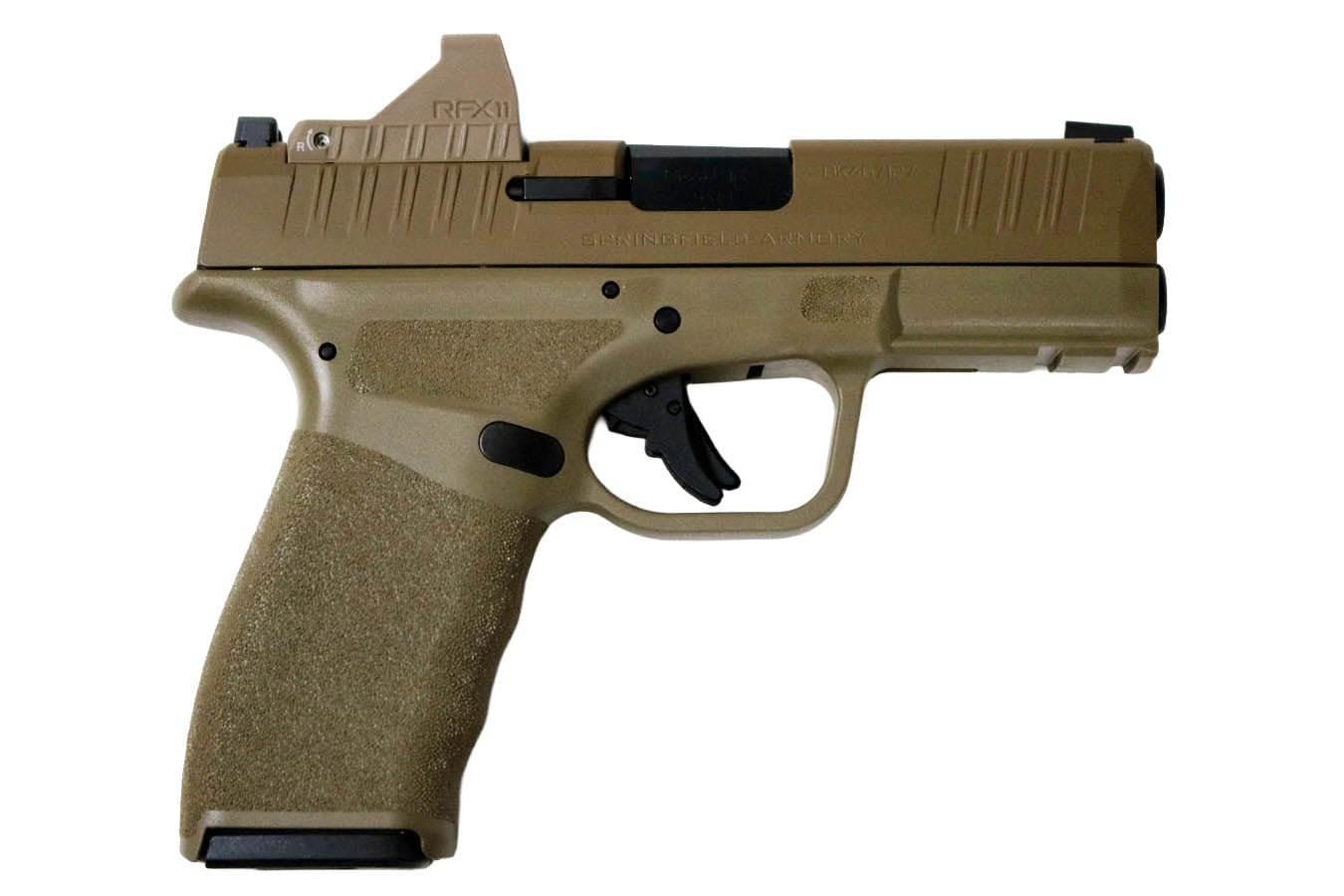 SPRINGFIELD Hellcat Pro 9mm Flat Dark Earth Gear Pac with Viridian RFX-11 Green Dot, Four Mags and Pistol Bag
