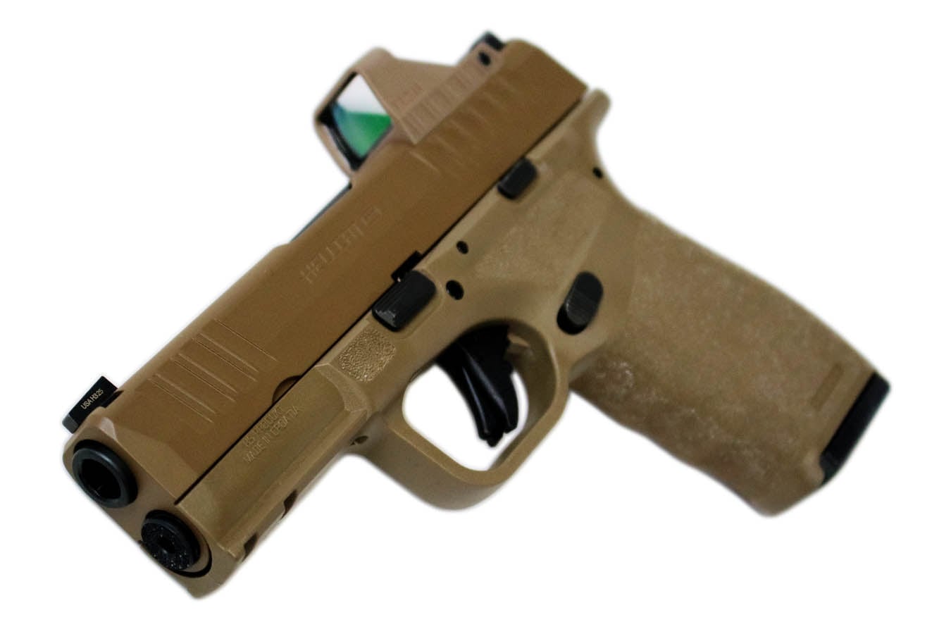 SPRINGFIELD Hellcat Pro 9mm Flat Dark Earth Gear Pac with Viridian RFX-11 Green Dot, Four Mags and Pistol Bag
