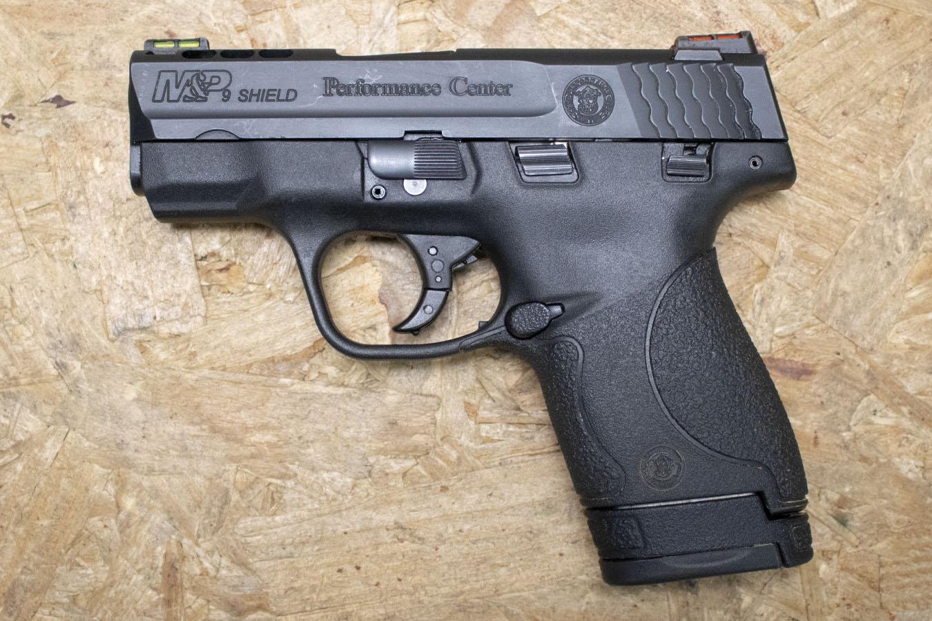 SMITH AND WESSON M&P9 Shield Performance Center 9mm Police Trade-In Pistol with Ported Barrel and Slide