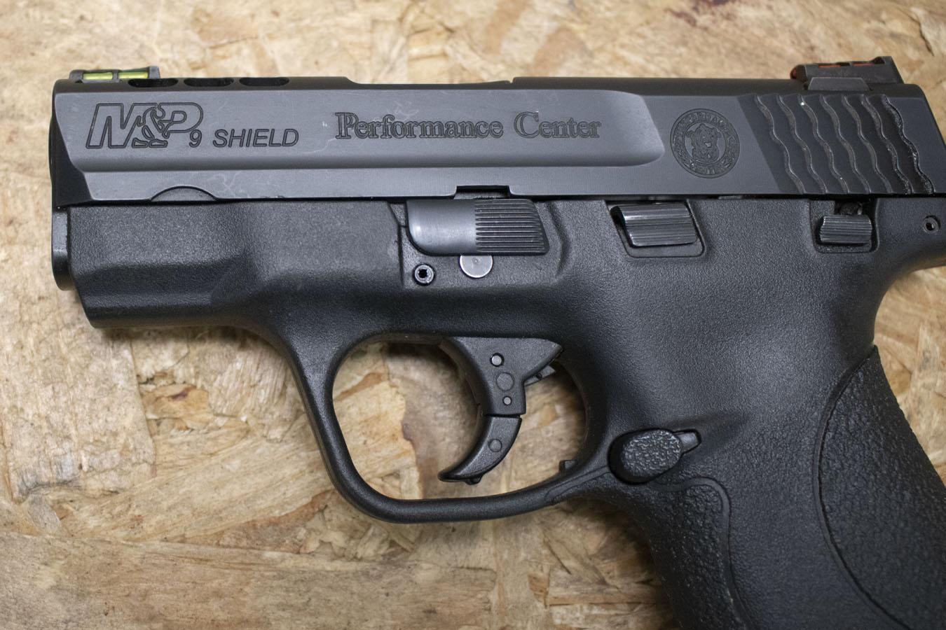 SMITH AND WESSON M&P9 Shield Performance Center 9mm Police Trade-In Pistol with Ported Barrel and Slide