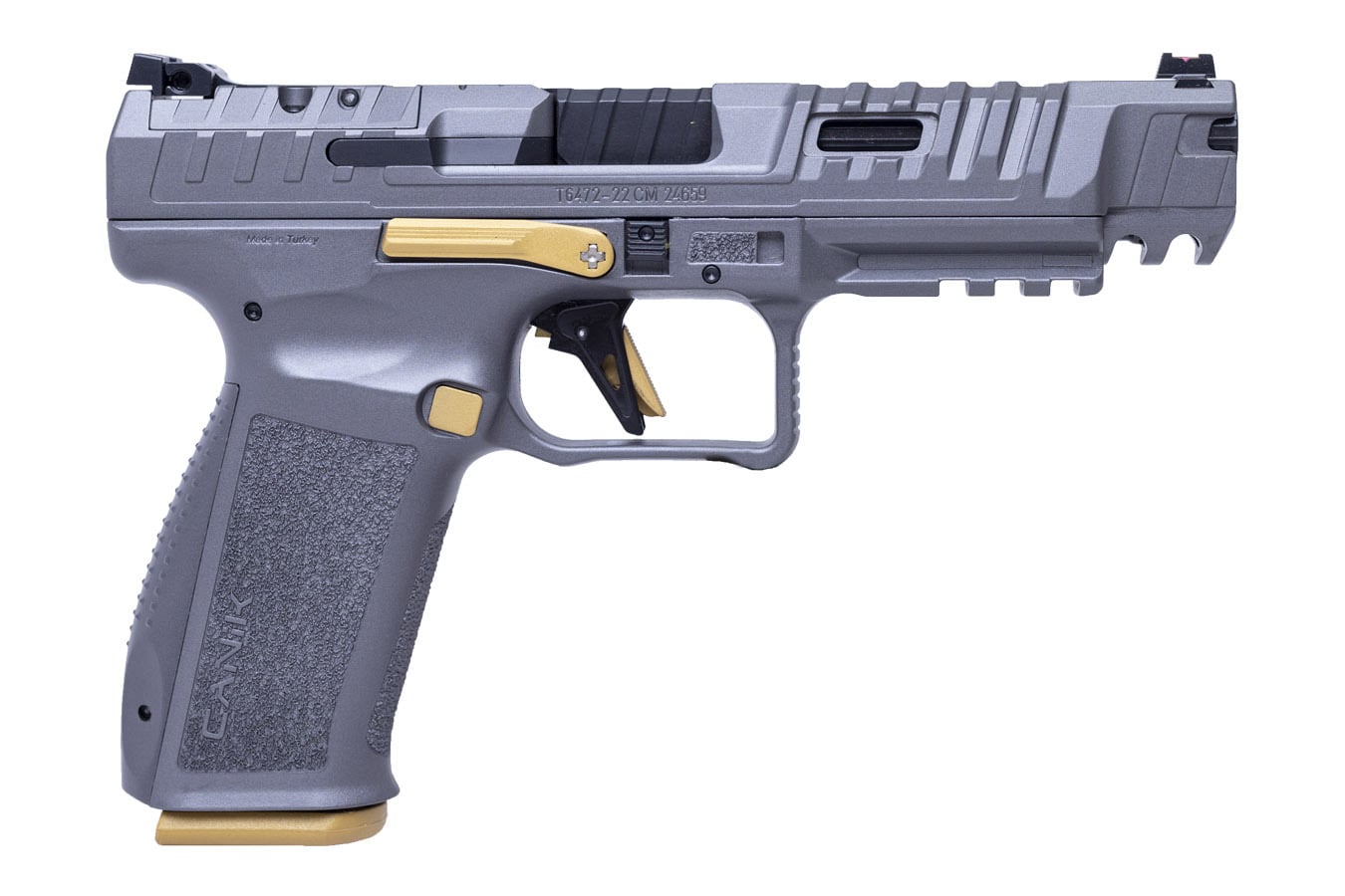 Canik SFX Rival 9mm Optic Ready Pistol with Gray Finish and Gold Accents