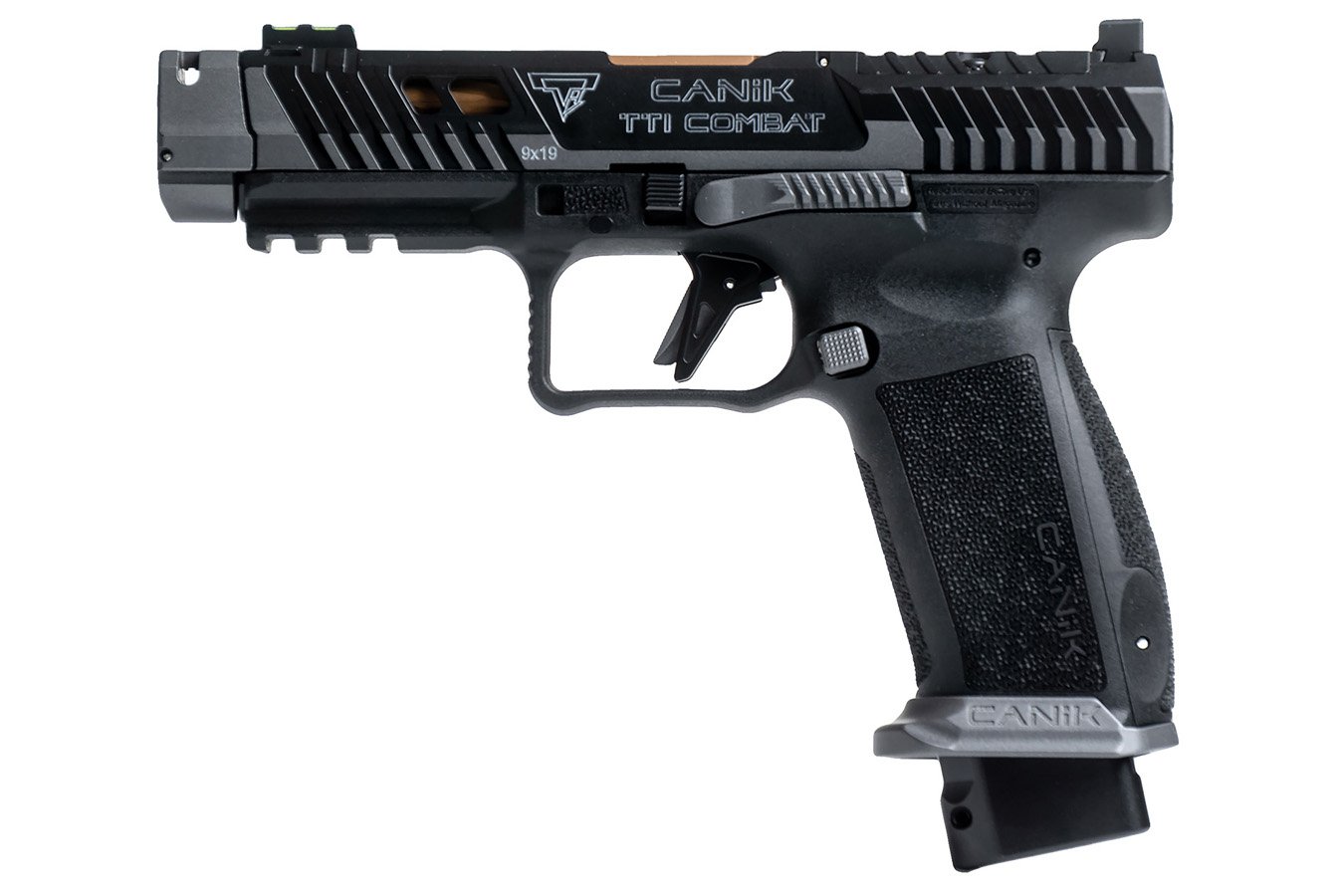 Canik TTI Combat 9mm Pistol with Smoke Cerakote Slide and Bronze Barrel Finish