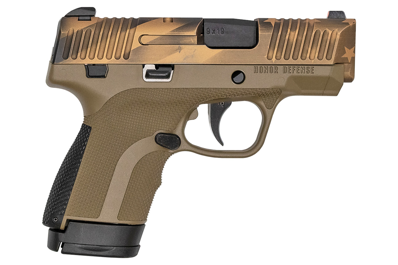 HONOR DEFENSE Honor Guard 9mm Sub-Compact Pistol with FDE Frame and Bronze USA Cerakote Slide (Blemished)