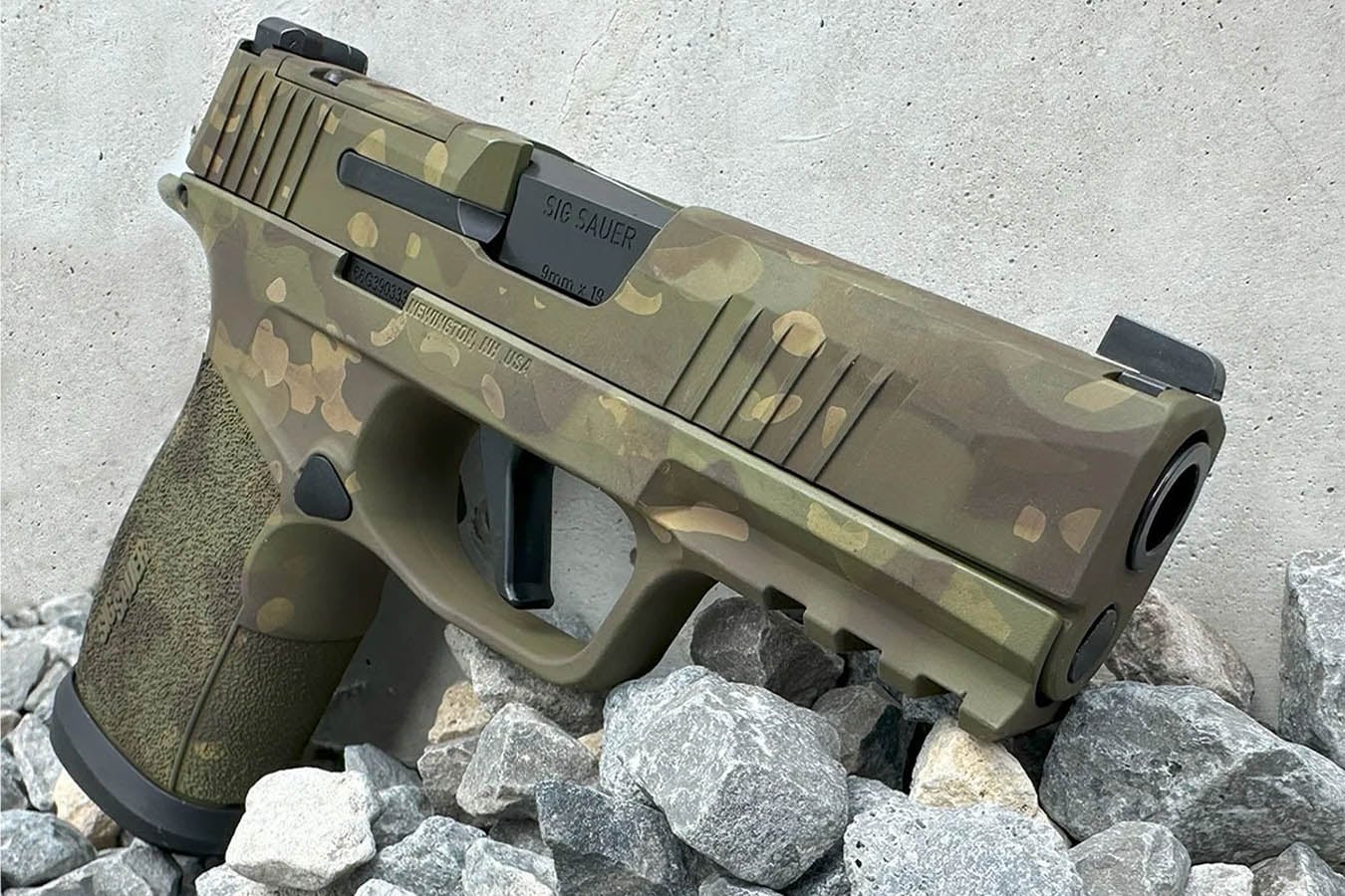 SIG SAUER P365-XMACRO TACOPS 9mm Optic Ready Pistol with Green Multi Camo Finish and Four Magazines