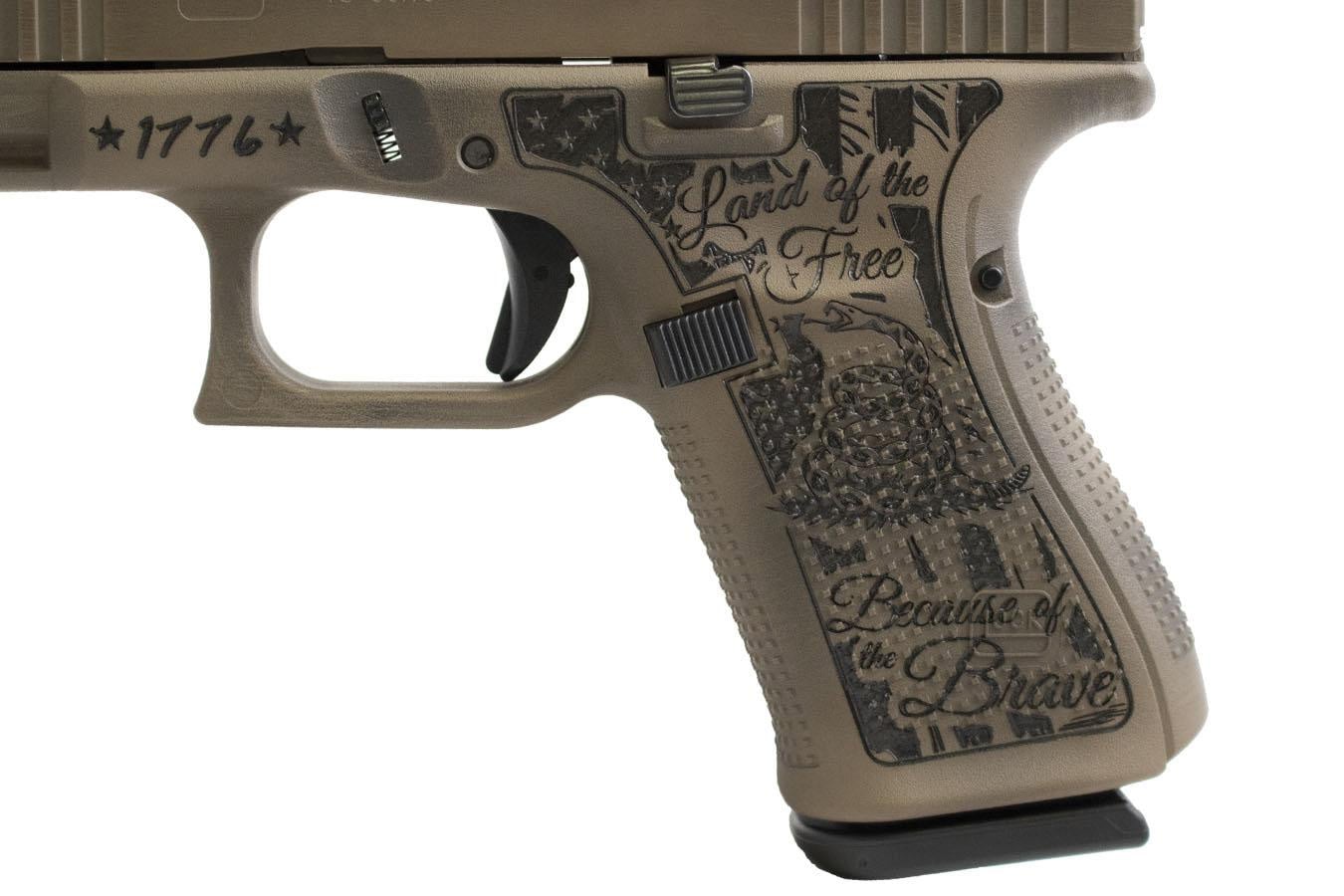 Glock 19 Gen5 MOS 9mm Pistol with Distressed FDE Old Glory Finish