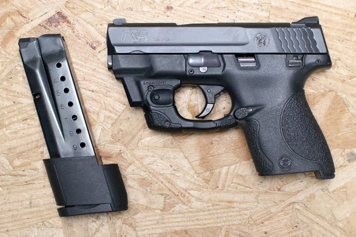 SMITH AND WESSON M&P9 Shield 9mm Police Trade-In Pistol with Extended Magazine and Laser
