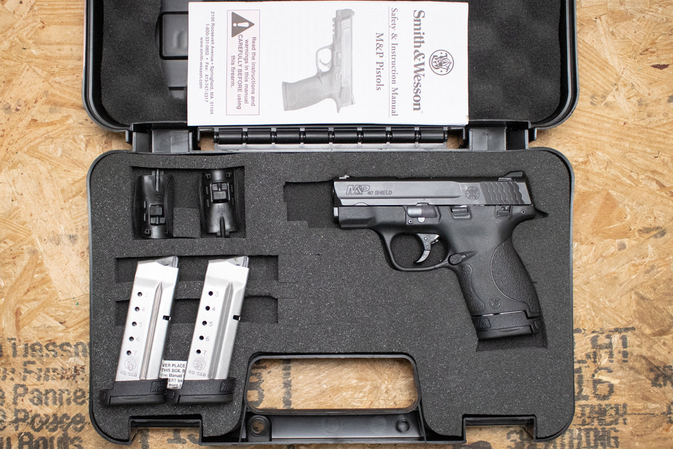 SMITH AND WESSON M&P40 Shield 40 S&W Police Trade-In Pistol with Three Mags, Case, and Backstraps
