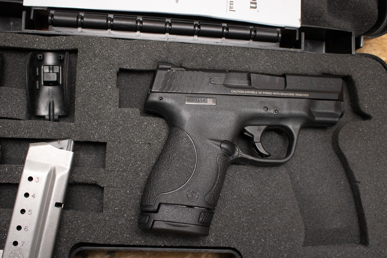 SMITH AND WESSON M&P40 Shield 40 S&W Police Trade-In Pistol with Three Mags, Case, and Backstraps