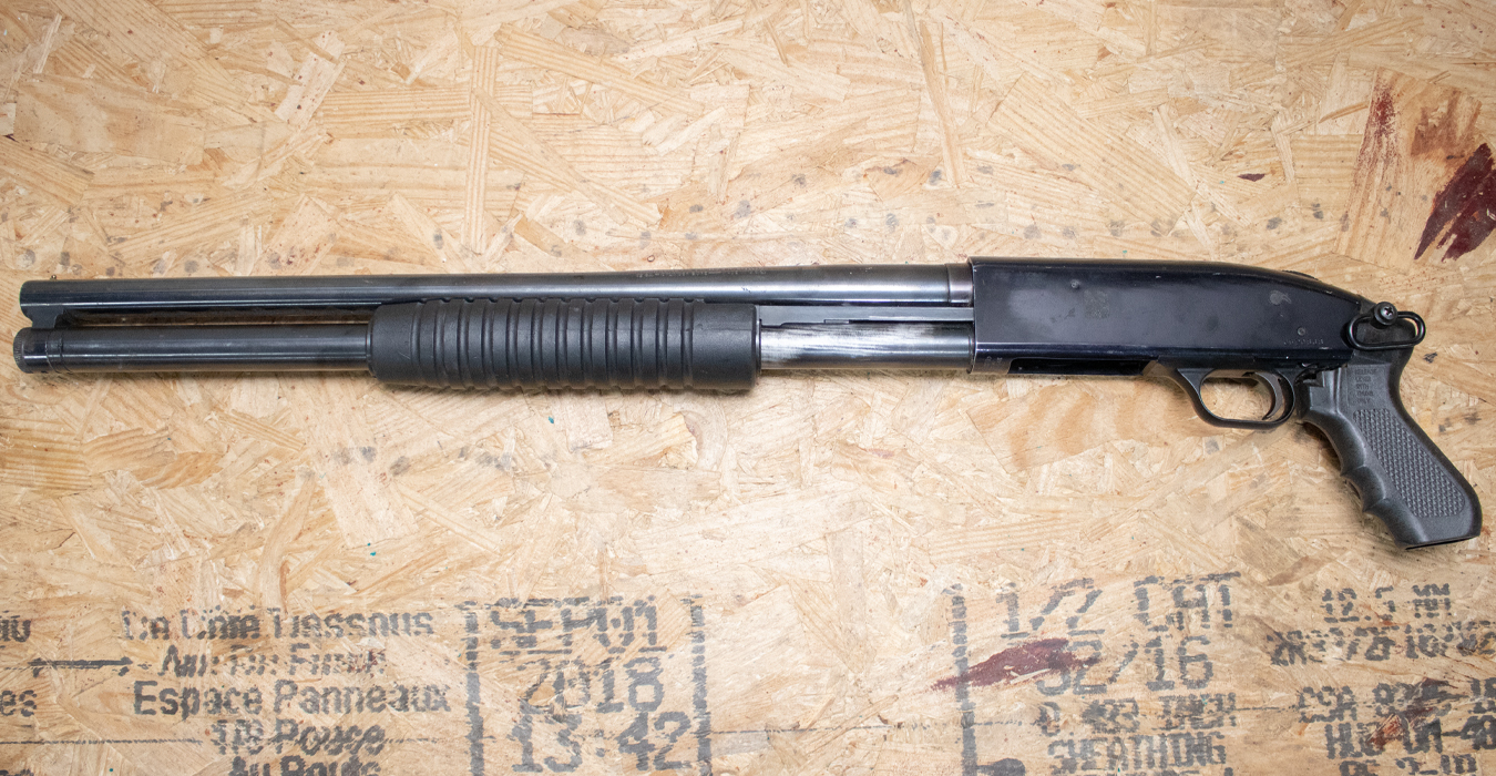 MOSSBERG 500A 12 Gauge Police Trade-In Shotgun with Extended Magazine and Pistol Grip
