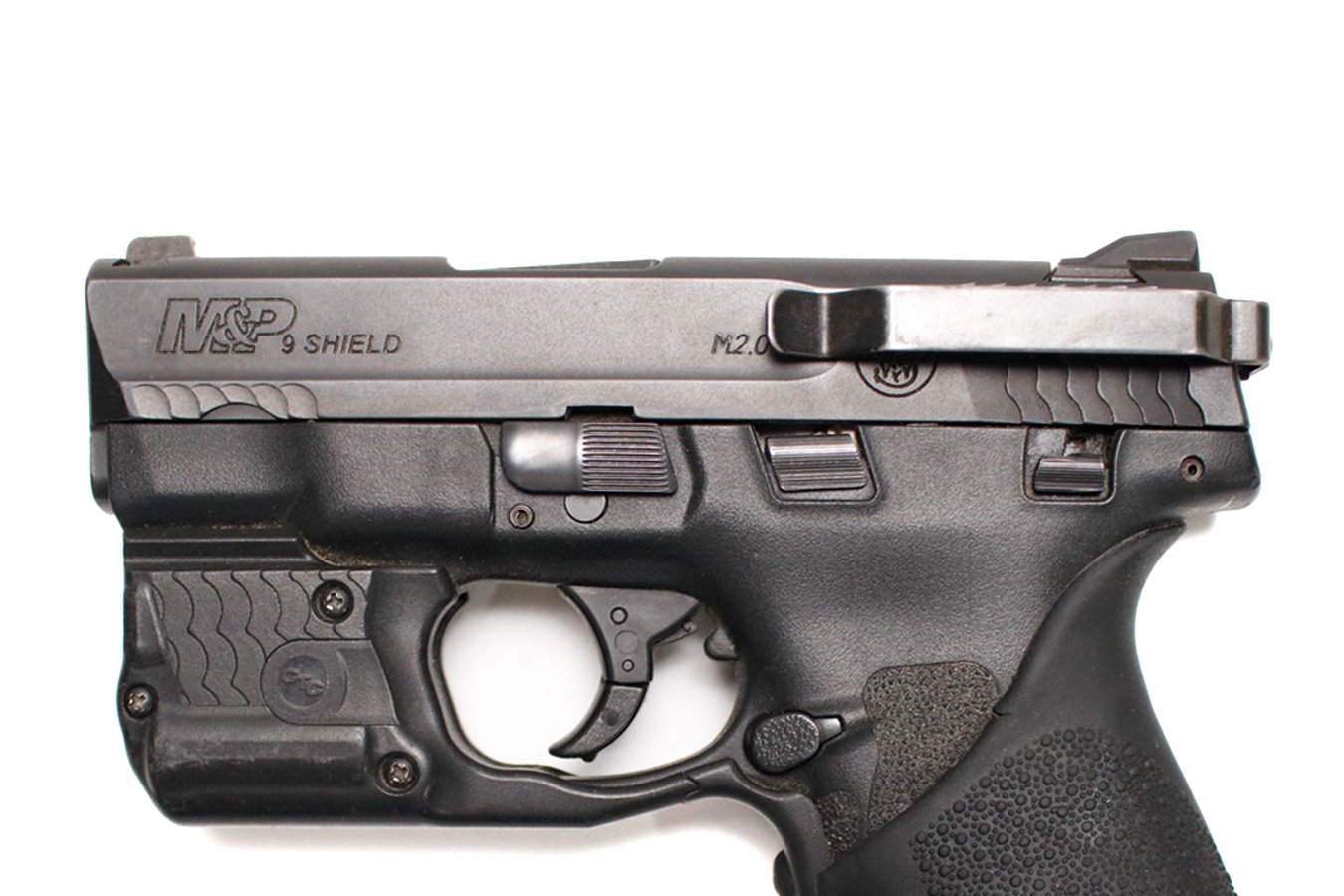 SMITH AND WESSON M&P9 Shield M2.0 9mm Police Trade-In Pistol with Crimson Trace Laser