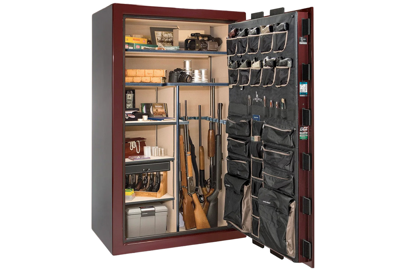 Liberty Lincoln 40 Burgundy Gloss Finish Safe with Black Chrome E-Lock