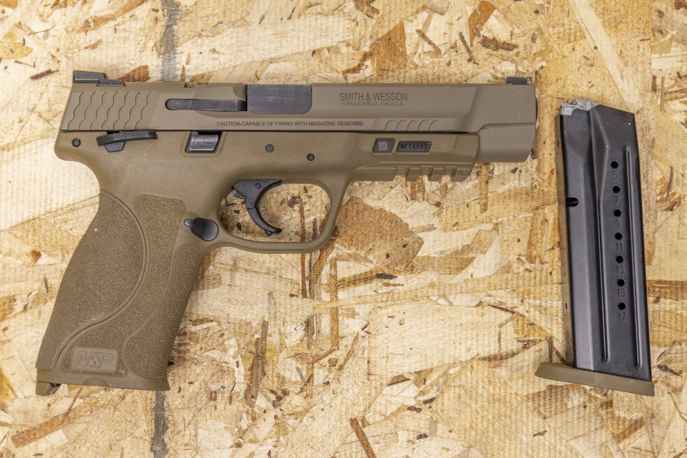 SMITH AND WESSON M&P9 M2.0 9mm Police Trade-In Pistol with 5 Inch Barrel and FDE Finish