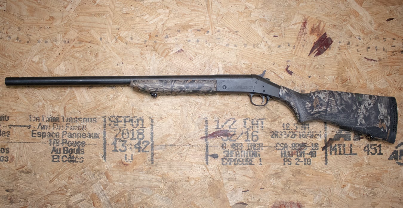 NEW ENGLAND FIREARMS Pardner SB1 12 Gauge Police Trade-In Single-Shot Shotgun w/Camo Stock