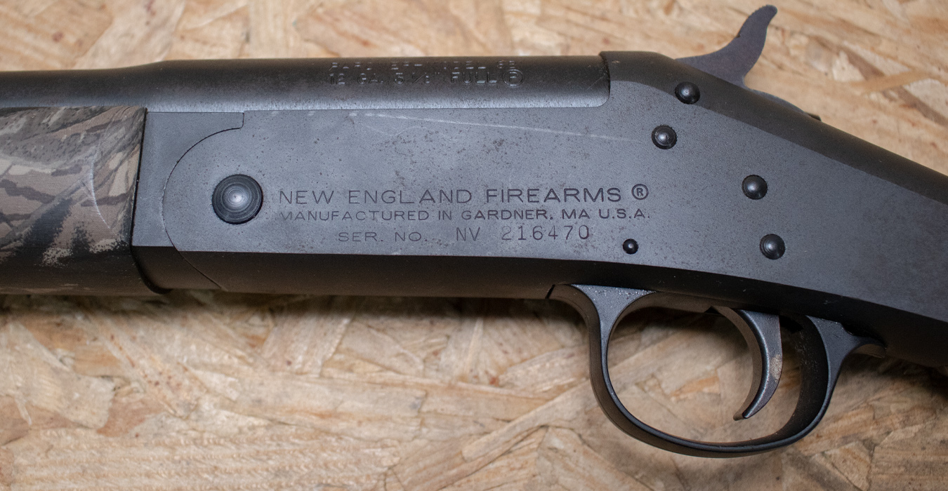 NEW ENGLAND FIREARMS Pardner SB1 12 Gauge Police Trade-In Single-Shot Shotgun w/Camo Stock