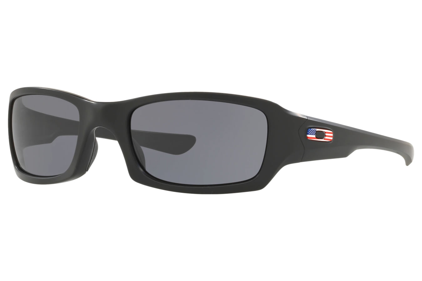 OAKLEY Fives Squared Flag Collection Sunglasses with Matte Black Frame and Warm Gray Le