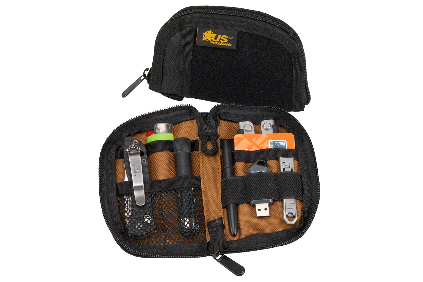 US PEACEKEEPER EDC Pocket Organizer Black/Tan