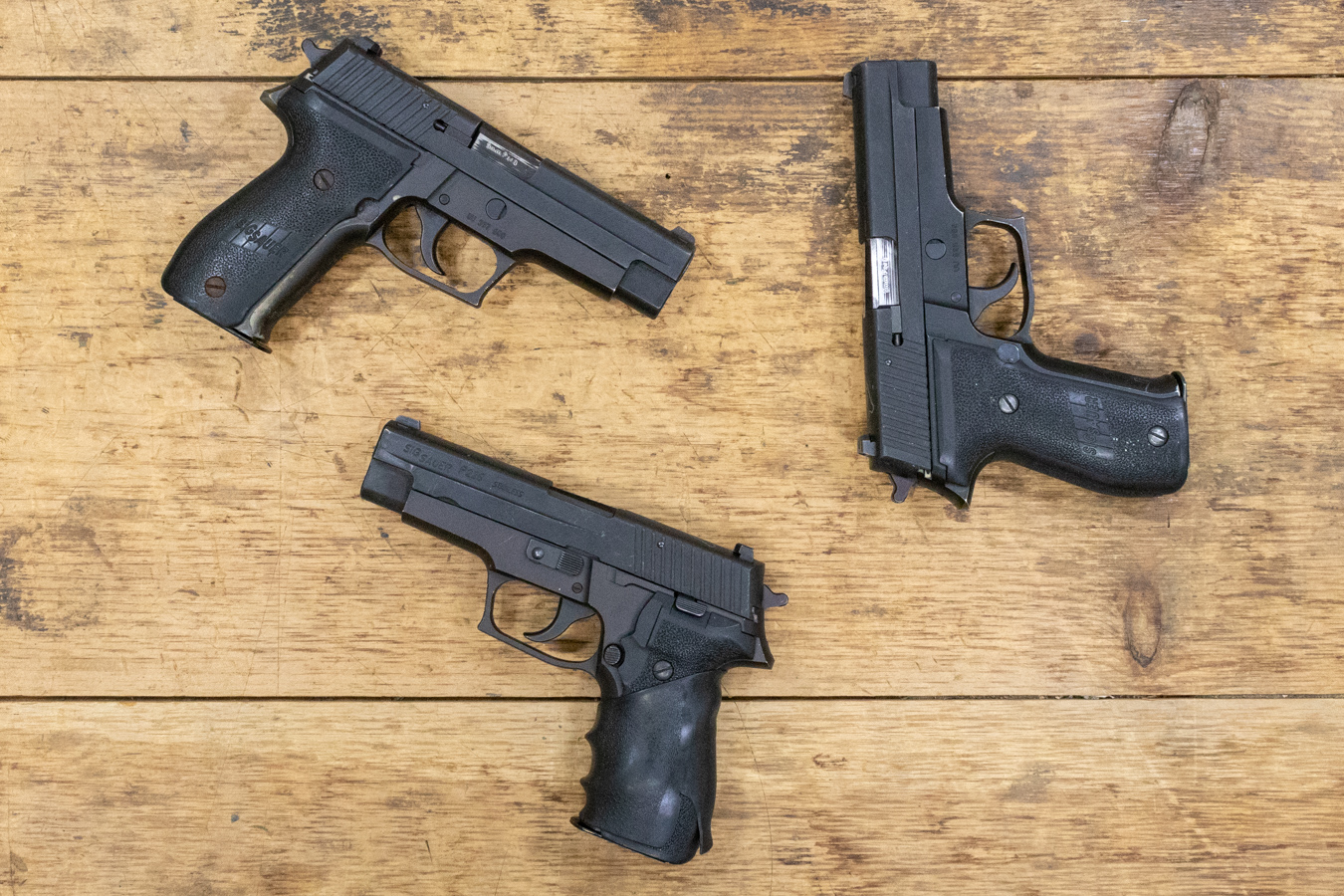 SIG SAUER P226 9mm DAO Police Trade-in Pistols with Flint MI Police Dept Stamp (Fair Condition)