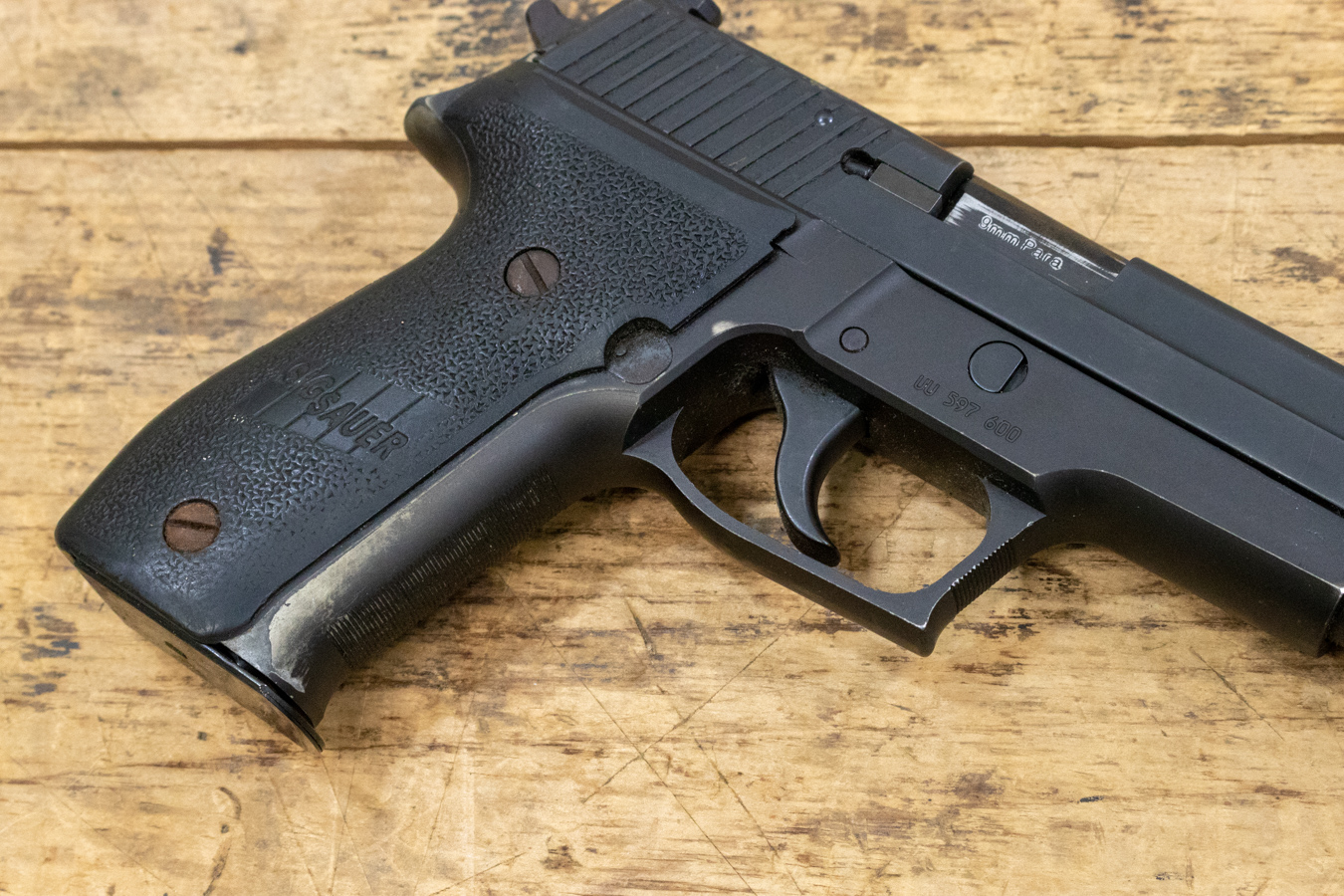 SIG SAUER P226 9mm DAO Police Trade-in Pistols with Flint MI Police Dept Stamp (Fair Condition)