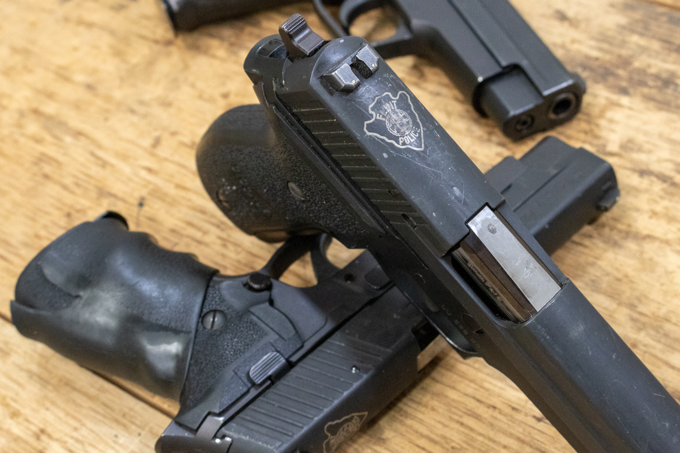 SIG SAUER P226 9mm DAO Police Trade-in Pistols with Flint MI Police Dept Stamp (Fair Condition)