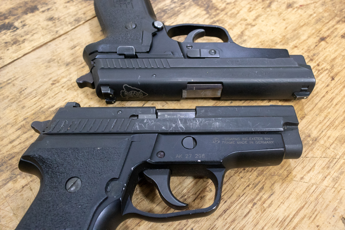 SIG SAUER P229 9mm DAO Police Trade-ins with Flint MI Police Dept Stamp (Fair Condition)
