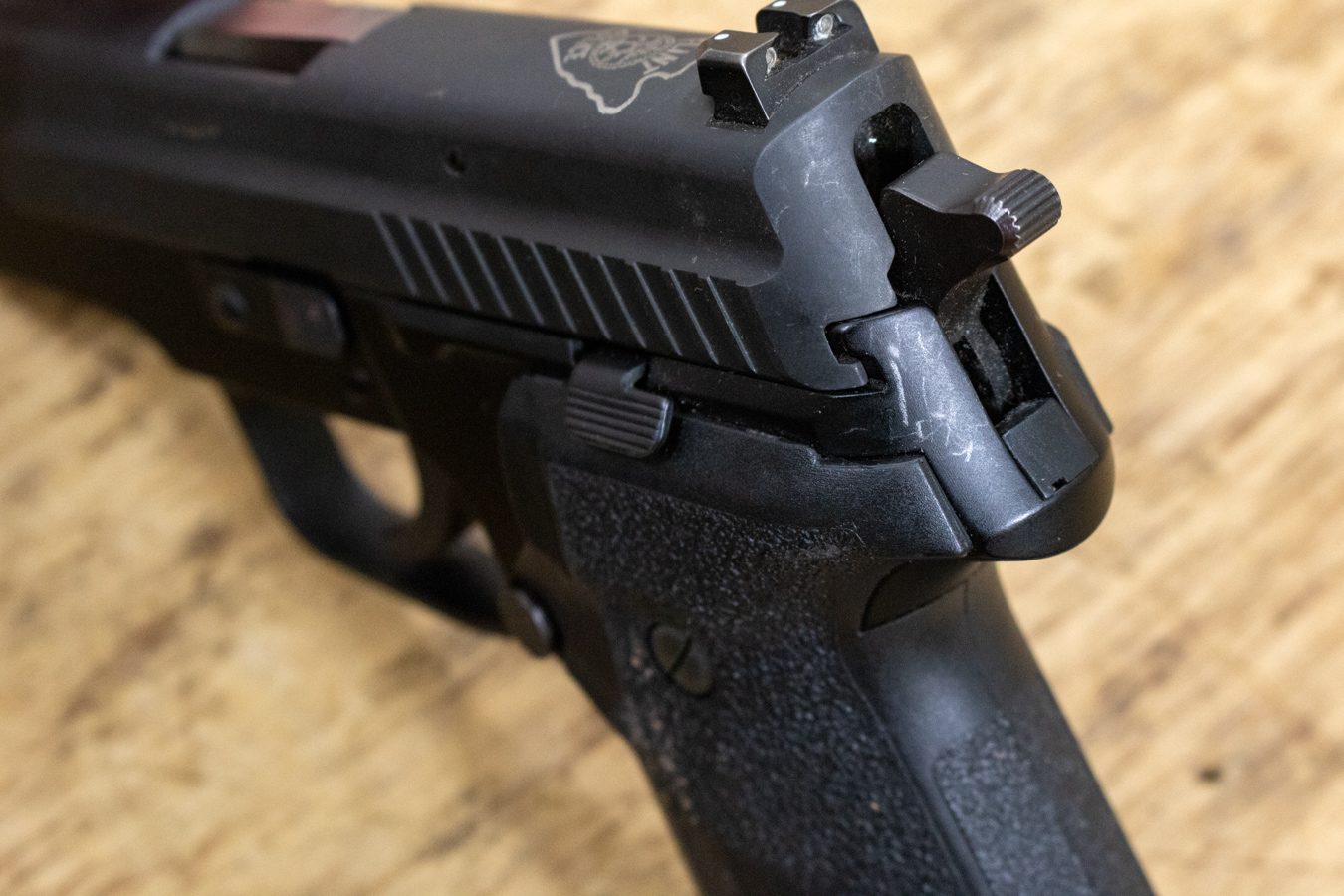 SIG SAUER P229 9mm DAO Police Trade-ins with Flint MI Police Dept Stamp (Fair Condition)