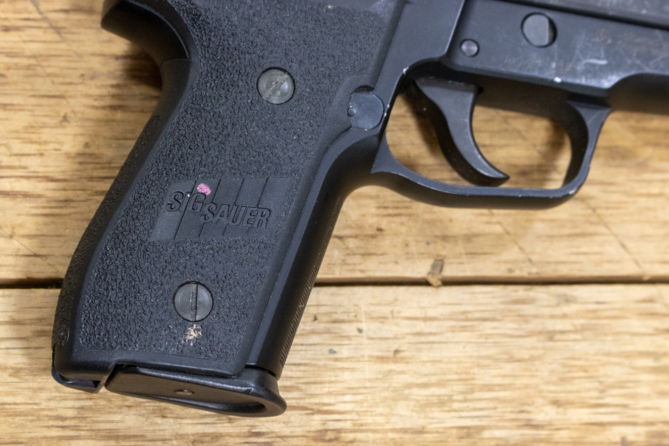 SIG SAUER P229 9mm DAO Police Trade-ins with Flint MI Police Dept Stamp (Fair Condition)