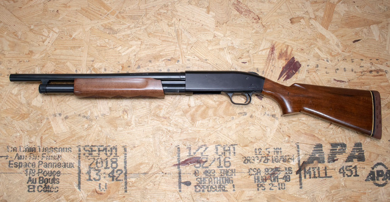 MOSSBERG 500A 12 Gauge Used Trade-In Shotgun with Wood Stock, 18.5in Barrel