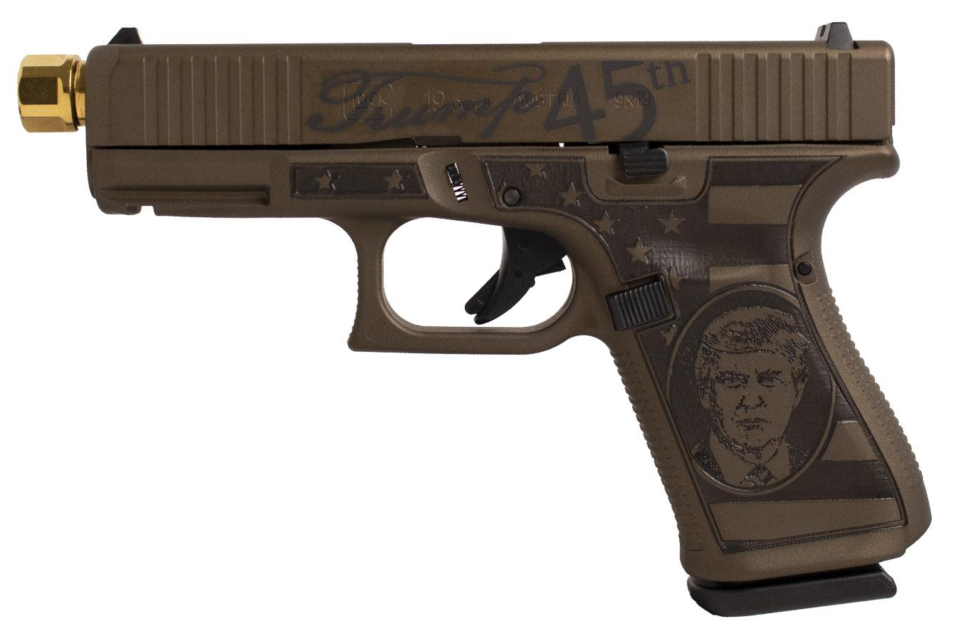 GLOCK 19 Gen5 9mm Custom Donald Trump Edition Pistol with Zaffari Precision Threaded Barrel