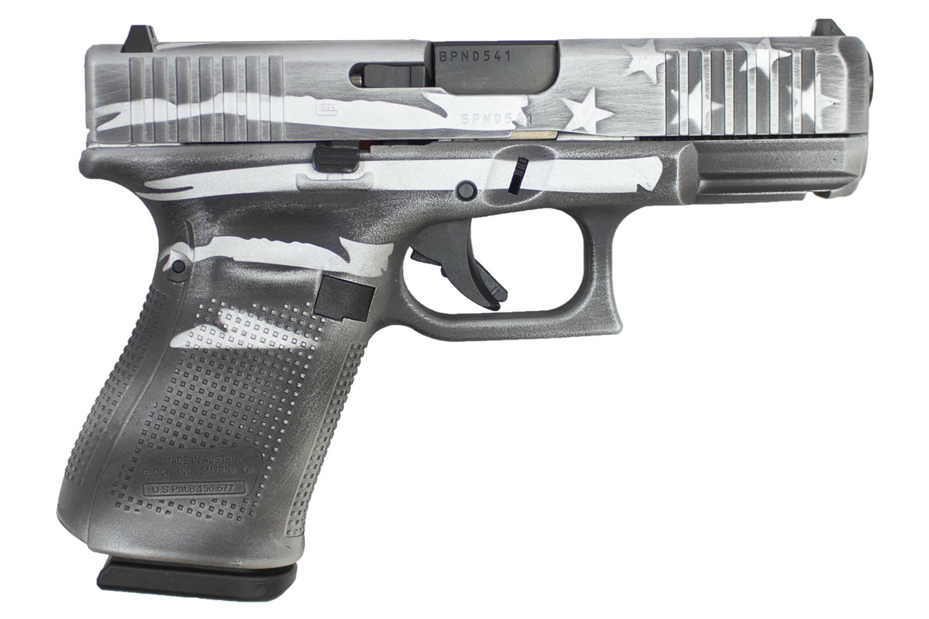 GLOCK 19 Gen5 9mm Pistol with Distressed Battleflag Design