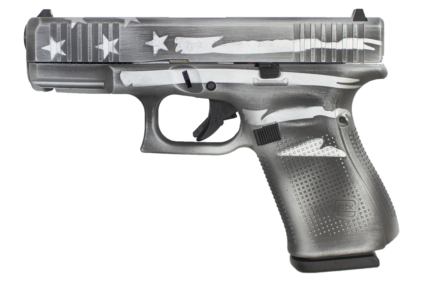 GLOCK 19 Gen5 9mm Pistol with Distressed Battleflag Design
