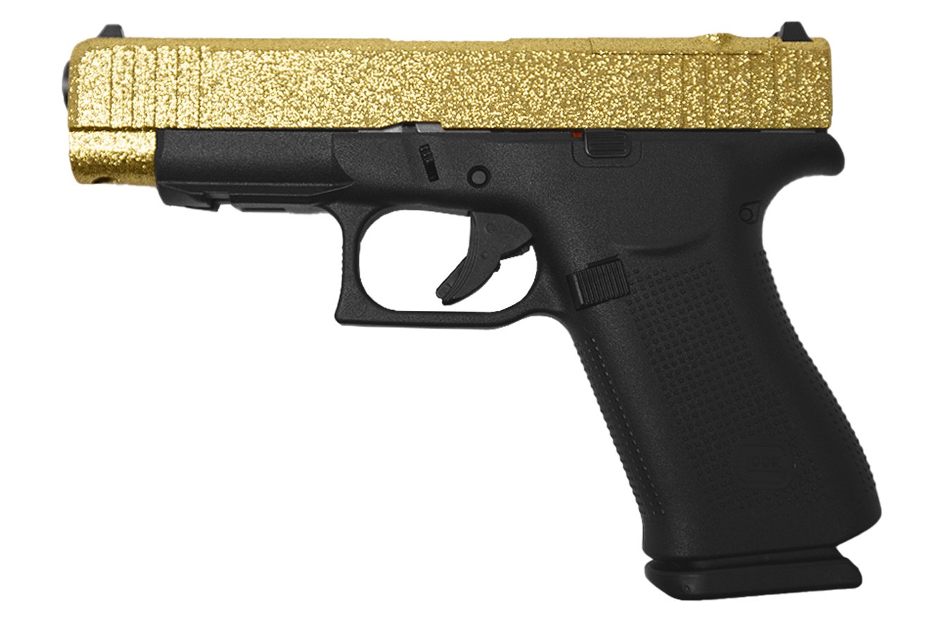 GLOCK 48 MOS 9mm Optic Ready Pistol with Gold Glitter Slide and Black Frame
