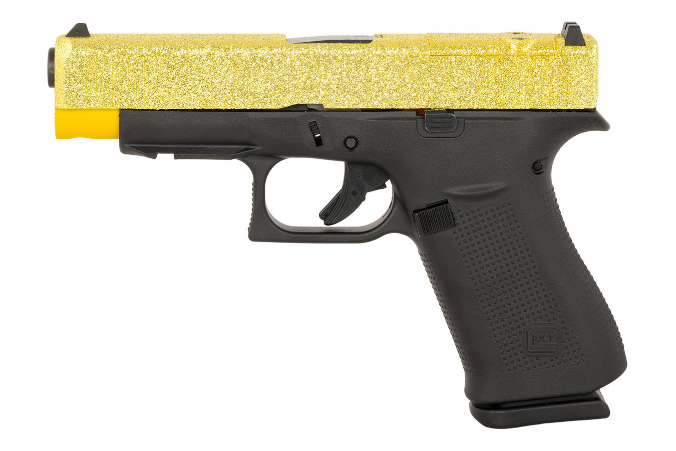 GLOCK 48 MOS Compact 9mm Optic Ready Pistol with Gold Glitter Cerakote Slide