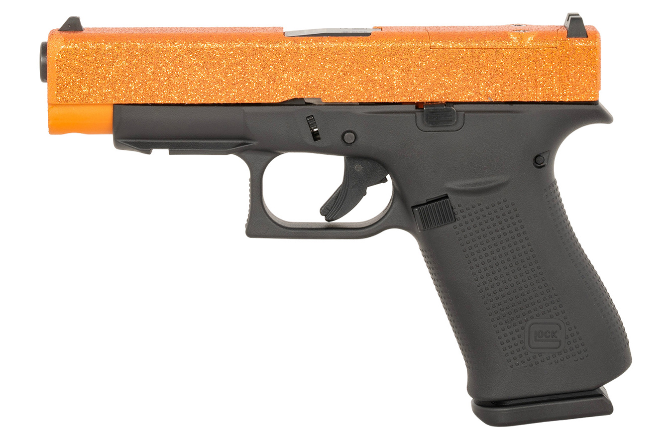 GLOCK 48 MOS Compact 9mm Optic Ready Pistol with Orange Glitter Cerakote Slide