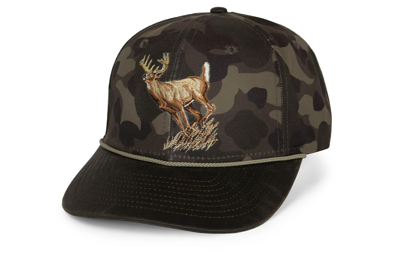 PARAMOUNT APPAREL Running Deer 6-Panel Brown Cloth Rope Cap