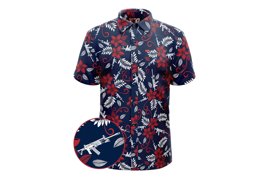 RETRO RIFLE Patriotic Hawaiian Button Up Shirt