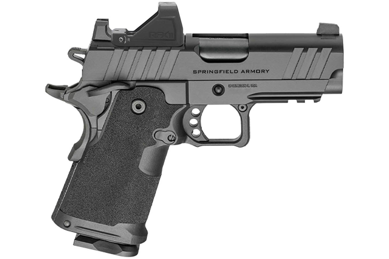 Springfield 1911 DS Prodigy 3.5 Compact 9mm Gear-Pac with Viridian RFX-11 Green Dot, 4 Magazines and Pistol Bag