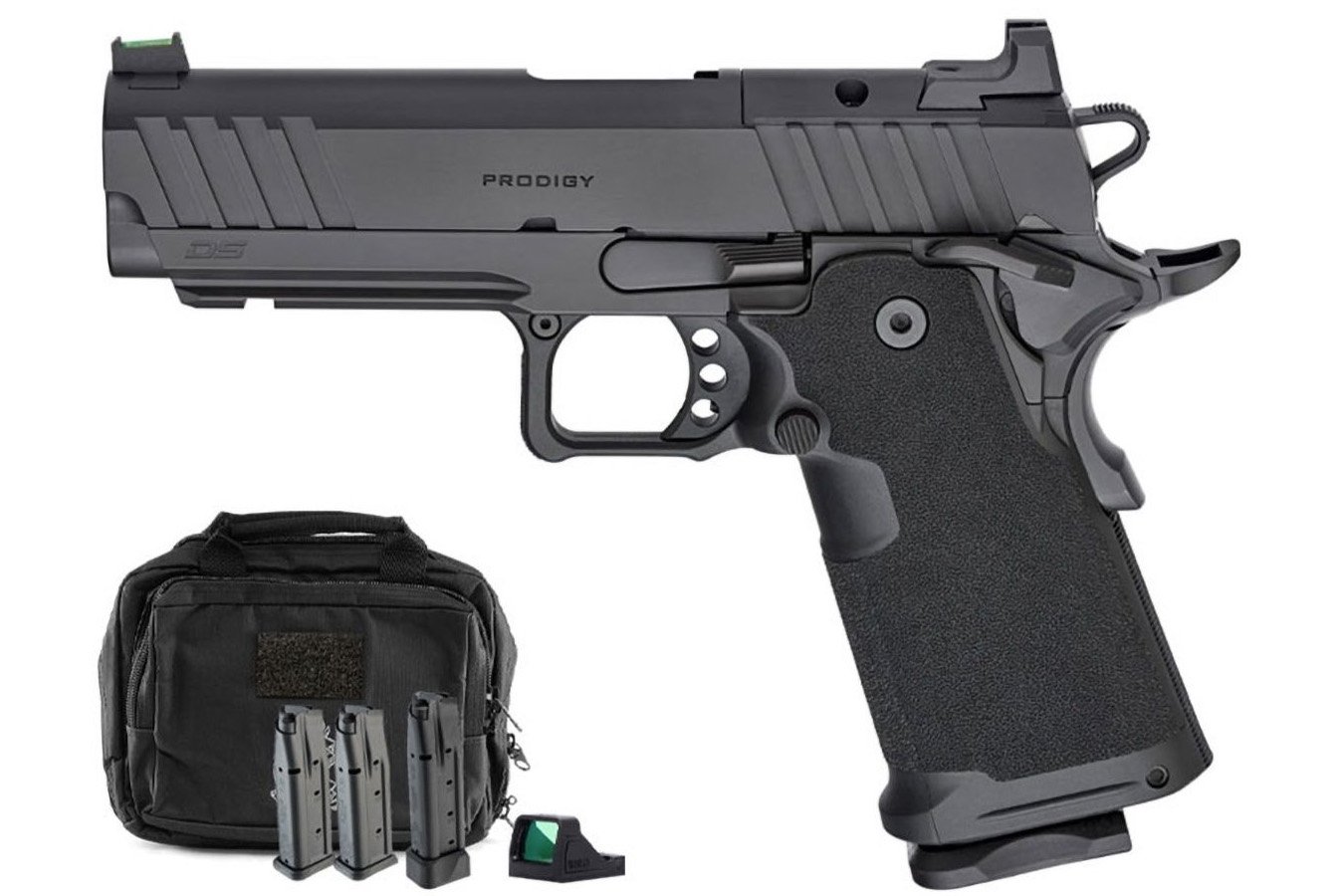 SPRINGFIELD 1911 DS Prodigy 4.25 AOS 9mm Gear-Pac with Viridian RFX-11 Green Dot, Four Mags and Range Bag