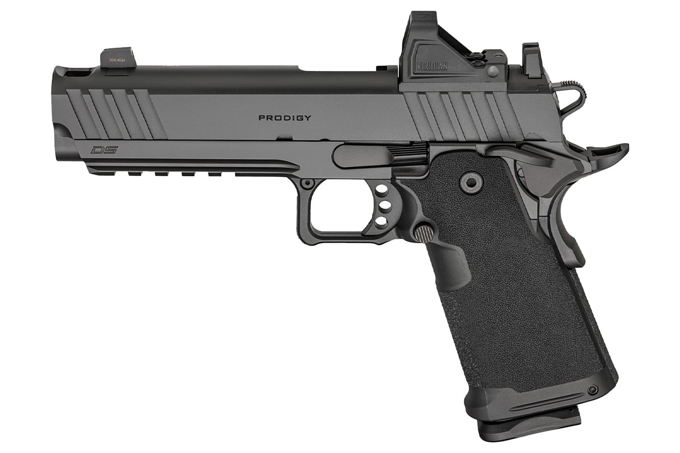 SPRINGFIELD 1911 DS Prodigy Comp 9mm Pistol with Viridian RFX-11 Green Dot, 4 Mags and Pistol Bag